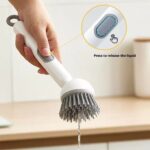 Kitchen Cleaning Brush with Soap Dispenser – Adjustable Handle Refillable - Image 3